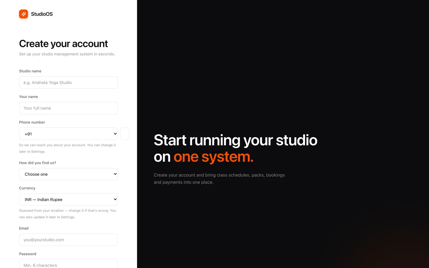 Creating a StudioOS account at app.svich.in/studio