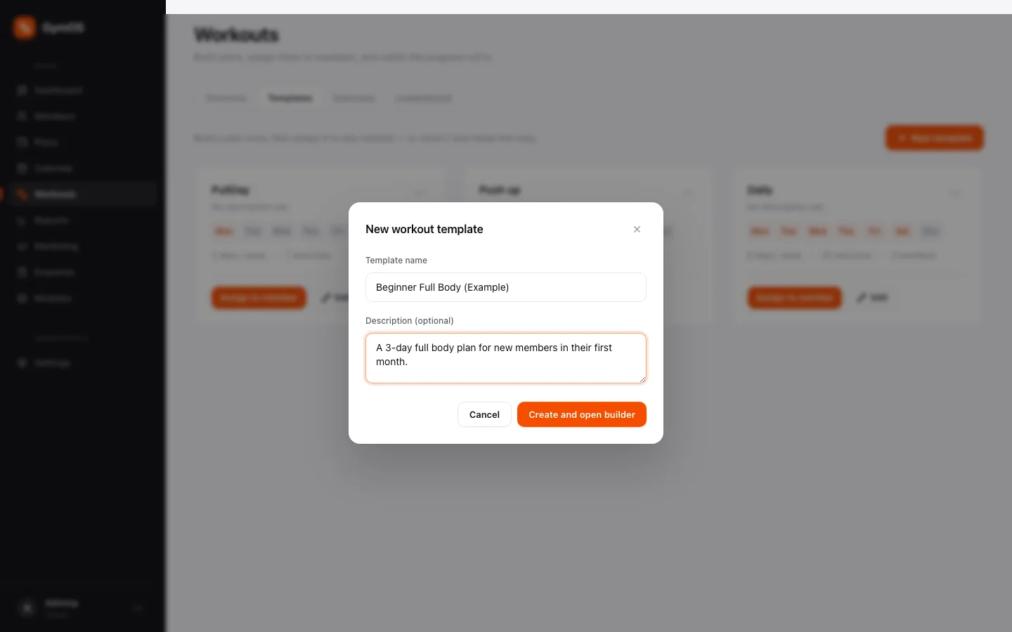 The dialog filled in